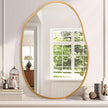 Gold Irregular Metal Framed Bathroom Mirror for Wall, Large 26