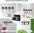 Mop Broom Holder No Drill, Mop Broom Organizer Wall Mounted Heavy Duty with Hooks Hanger, Self Adhesive Stainless Steel 4Pcs for Bathroom, Kitchen, Office (Multicolor)