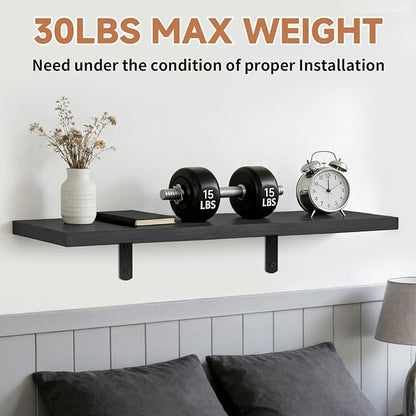 LifetimeWarranty Wall Shelves With Brackets,NOT Floating Easy Install 15.7Inch Solid Wood Shelf 3PCS,Ledge Storage Shelf for Bathroom Living Room Bedroom Kitchen,Wall Organizer for Book Home Decor