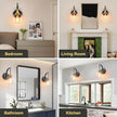 Modern Wall Sconce, Black and Gold Bathroom Vanity Lights with Clear Glass Shade, 1-Light Wall Light Fixture for Bathroom,Living Room, Hallway, Bedroom
