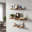 3 Sets Small Floating Shelves for Wall,3 Size Live Edge Wooden Shelf Cloud Farmhouse Vintage Wall Decor with Metal Bracket for Living Room Bedroom(Brown)
