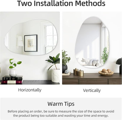 CULER Irregular Bathroom Wall Mirror,22 x 30 Inch Asymmetrical Frameless Vanity Modern Tempered Glass Mirror for Bedroom,Living Room,Entryway