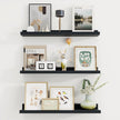 Axeman Picture Ledge Shelf | 24 Inch Black Floating Shelves Set of 3 | Rustic Wood Wall Shelves with Lip | 24