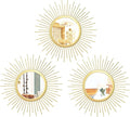 Cityelf 3 Set Sunburst Mirrors for Wall Decorative Metal Mirrors Small Mirror Sets Decor Hanging Mirror Wall Sculpture for Bedroom Living Room Entryway