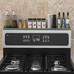 Magnetic Stove Shelf for Back of Stove, 30 Inch Silicone Stove Top Spice Rack for Kitchen Organization, Heat Resistant Over the Stove Shelf with 6 Powerful Magnets, Fits Flat & Curved Stoves- Grey