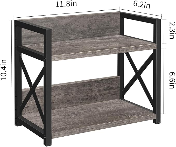 YINMIT Countertop Shelf Organizer,Coffee Bar Accessories,Spice Rack,Coffee Counter Shelf,2 Tier Coffee Organizer Station for Mugs,Cups,Cream,Syrup(Rusti Grey, Small)