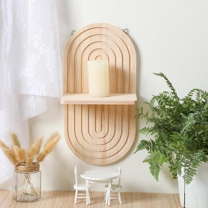 Tatuo 2 Pieces Boho Wall Shelf Decor Floating Shelves for Wall Wooden Hanging Holder for Living Room Bathroom Bedroom Office Nursery Decoration(Elegant)
