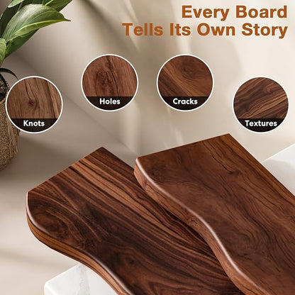 Floating Shelves for Wall, 24 inch Rustic Wooden Floating Shelves, Wall-Mounted Floating Bookshelf, Hanging Shelves with Unique Natural Grain for Living Room, Bedroom, Kitchen (Walnut Color)