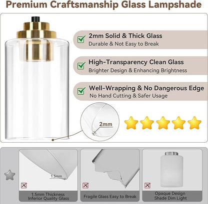 5-Light Bathroom Light Fixtures, 31" Modern Vanity Lights Over Mirror with Clear Glass Shades, Black & Gold Light Fixture, Classic Wall Light Fixture for Mirror Living Room Cabinet Bedroom Porch