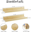 16 Inch Bamboo Floating Shelves - Picture Ledge Shelf with Lip Set of 2, Hanging Bamboo Wall Shelf for Storage, Small Natural Wood Floating Shelves for Living Room, Bedroom, Kitchen