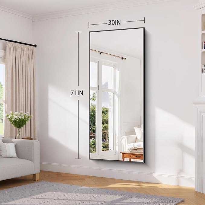 Koonmi Black Framed Bathroom Mirror - Shatterproof 30