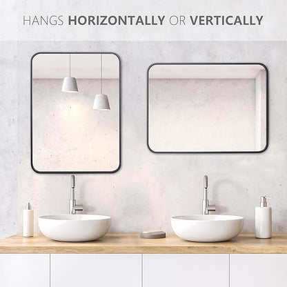 ZenStyle 2 Packs Black Metal Framed Rectangular Wall Mirror 22" x 30" Bathroom Mirror with Peaked Trim for Entryways, Bathrooms, Living Rooms