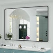 OKPAL 55X40 Inch Matte Black Bathroom Mirror, Black Framed Bathroom Vanity Mirror, Black Rectangle Mirror, Round Corner, Rustproof, Shatter-Proof (Horizontal/Vertical)