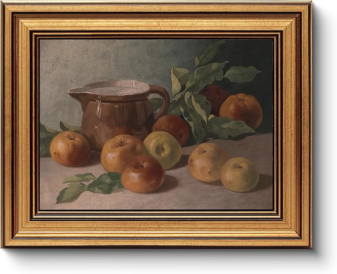 HUARCEY Gold Framed Vintage Wall Art for Living Room Harvest Apples Still Life Oil Painting Artwork Shelf Decor Abstract Picture Canvas Print Farmhouse Fruit Wall Decor Bedroom Kitchen Bathroom 8
