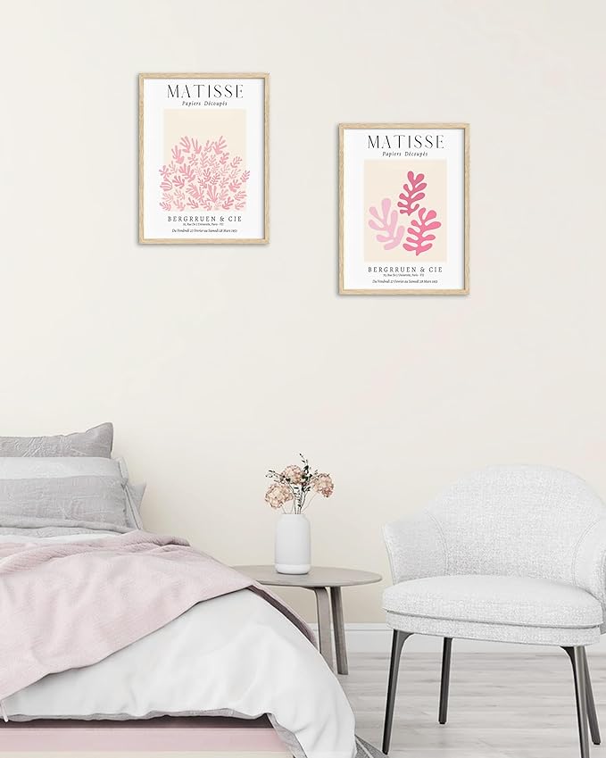 HesenDot Unframed Matisse Pink Wall Art,12x16in Canvas Prints Poster,Set of 3 Modern Abstract Wall Decor Posters,Minimalist Home Decoration for Living Room Bedroom Office