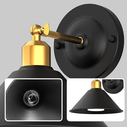 DORESshop Black and Gold Vintage Battery Operated Wall Sconces Set of 2, Wireless Battery Powered Wall Lights with Remote Control, Rechargeable Wall Sconce for Living Room, Bedroom Farmhouse