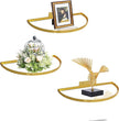Cityelf Floating Shelves Wall Mounted Wall Decor Iron Glass Hanging Shelf Home Decor Set of 3 Display Ledge Shelves for Living Room Bedroom Office-Gold-S