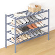 Smiry Bamboo Shoe Rack for Closet, 4 Tier Long Wooden Stackable Shoe Organizer, Free Standing Shoes Storage Shelf for Entryway, Front Door Entrance, Grey