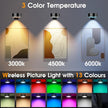 RGB Picture Light Battery Operated Painting Lights for Wall Wireless Magnetic Display Art Light with Remote Controls,Dimmable&Timer for Art Frame Artworking,6Pack Black
