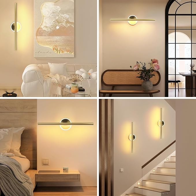 Wireless Picture Light, 16 inches Art Wall Light, Picture Light Battery Operated,Battery Operated Wall Lights,Gallery Light for Painting,Photo,Library(Plating Brass Gold)