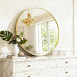 Round Wall Mirror 24 Inch Gold Vanity Mirror with Metal Frame, Modern Circle for Bathroom, Entryway, Bedroom, Living Room, Wall Mounted Decorative Mirrors