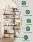 8 Tiers Widened Vertical Shoe Rack, Narrow Shoe Tower, Tall Shoes Shelf with 2 Hooks, Adjustable Shelves, Corner Shoes Shelves for Small Spaces, Entryway, Living Room, Rustic Brown SR12501B