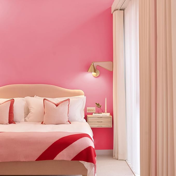 Livelynine 15.8x394 Bright Pink Peel and Stick Wallpaper for Bedroom Girls Removable Wall Paper Modern Pink Wallpaper for Bathroom Walls Pink Contact Paper for Cabinets Bubblegum Pink Vinyl Wrap Roll