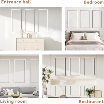 PALMPOP Peel and Stick Wall Molding Kit of 3 Frames,Premade Accent Wainscoting Panels, Ready to Molding Trim for Living Room Bedroom Corridor Home Interior Wall Panel Decor (24x16in)