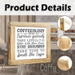 Coffees Decor Sign Coffeeology Wood Decoration Sign Farmhouse Cafe Signs Funny Coffee Bar Accessories Wall Decor for Kitchen Home Office Bar Coffees Lover Gifts for Women Men 5.9x5.9 Inch