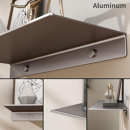 Danpoo Metal Wall Shelf, Small Floating Shelf Bathroom Wall Shelf, 16" Display Shelves for Wall Storage, Grey