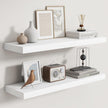Fun Memories Rustic Floating Shelves for Home Decor, 8 Inch Deep Floating Shelf, Solid Wood Floating Wall Shelves 30 Inch Long, Deep Wall Shelves for Bathroom, Living Room, White Finsh, Set of 2