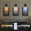 Battery Operated Wall Sconce Set of Two, Black and Gold Modern with Remote Control Dimmable Wall Lighting Indoor, Not Hardwired Led Wall Lamp Fixtures for Bedroom, Bulb Included