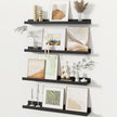 Fun Memories Picture Ledge Shelves Set of 4, 24 Inch Rustic Wall Mounted Floating Shelves with Lip for Home Storage and Décor in Bathroom, Kitchen, Nursery, Bedroom, Living Room, Black