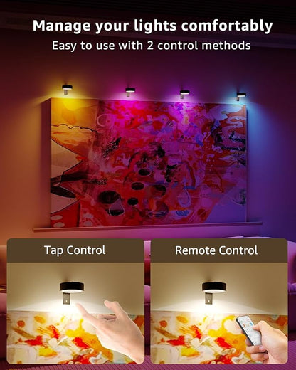 Wireless LED Picture Lights for Wall Art, 3 Pack 2600mAh USB Rechargeable Frame Lights for Paintings Remote Gallery Wall Light Battery Operated Picture Spotlight for Poster Accent Photo Display Decor