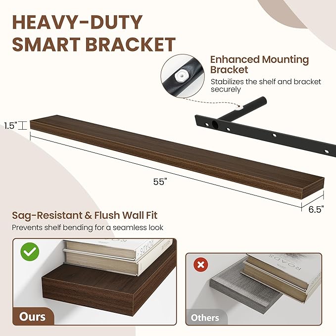 55 Inch Floating Shelves for Wall 2 Pack, 55
