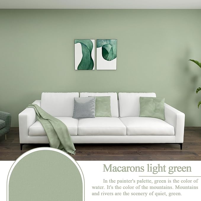 practicalWs Sage Green Wallpaper Stick and Peel Green Contact Paper 17.7'' x 393.7'' Removable Wallpaper Self-Adhesive Vinyl Solid Wall Paper for Bedroom Kitchen Cabinets