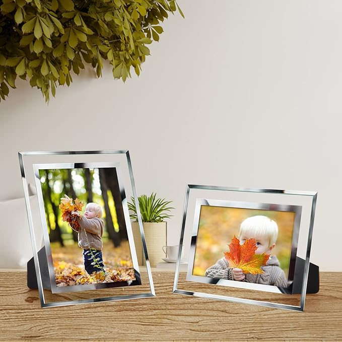 PETAFLOP 4x6 Picture Frames, Mirrored Glass Photo Frame 4 by 6 for Tabletop Display, 6 Pack