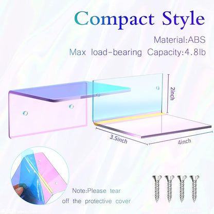 10 Pieces Small Floating Shelves for Wall 4'' Acrylic Mini Wall Shelf Acrylic Display Shelf Clear Hanging Shelves Room Decor for Bedroom, Bathroom, Living Room, Office
