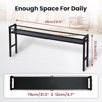 Stove Top Shelf,Over The Stove Spice Shelf for Kitchen,Spice Rack Shelf with 4 Hooks Extra Storage Countertop, Seasoning Organizer,Kitchen Organizers and Storage (Black)