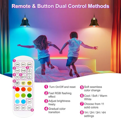 Frideko Rechargeable Wall Sconces Set of Two with Remote, RGB 15 Colors Dimmable Battery Operated Wall Lights, Indoor Black Wall lamp with 4 Timer, Wireless Sconce Lighting for Living Room Bedroom