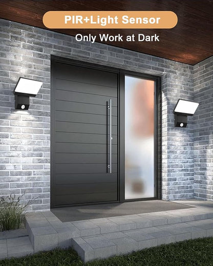 LED Motion Sensor Outdoor Lights Fixtures Wired Square 18W Modern Exterior Porch Lights Wall Sconce Light for Patio Doorway Garage Matt Black Cool White 6000K