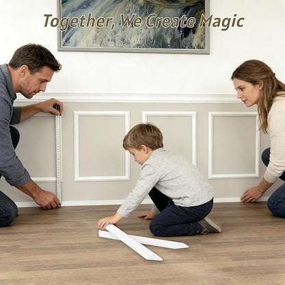 2 Frames Peel and Stick Wall Molding Kit, Wainscoting Panels kit for Walls, PreCut Wall molding 16 x 24 Inch, Easy Install Wall Wainscoting & Picture Frame Molding for Living Room, Bedroom, Home Decor