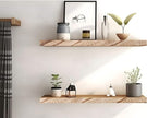 Wood Floating Shelves for Wall Decor, Rustic Wall Shelves for Bedroom Bathroom Kitchen Living Room, Set of 6 Light Walnut