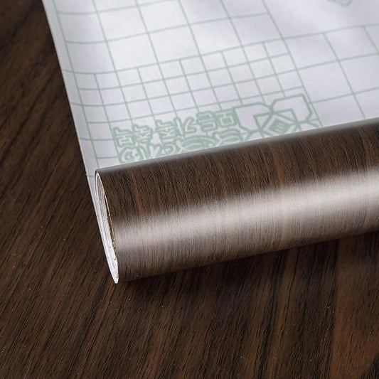 TOTIO 32x315inch Wide Dark Brown Wood Grain Wallpaper Peel and Stick Thick Matte Black Walnut Textured Contact Paper Waterproof Self Adhesive Furniture Stickers DIY Vinyl Wall Stickers Chocolate Brown
