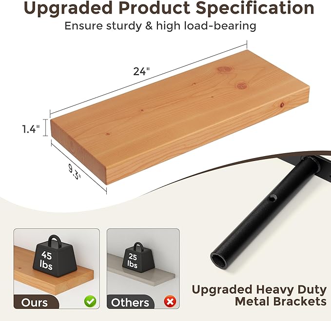 Axeman 24 Inch Floating Shelves for Wall, 9.3