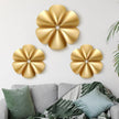 Fourluoo 3 Pack Gold Sunburst Mirrors for Wall Decor Circle Flowers Mirrors Decorative Gold Hanging Wall Art Flowers Mirror for Home Living Dinning Room Bedroom Bathroom Boho Decoration(Floral)