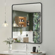 OKPAL 28X32 Inch Black Bathroom Mirror, Bathroom Vanity Mirror for Wall, Black Rectangle Mirror, Round Corner, Rustproof, HD Glass(Horizontal/Vertical)