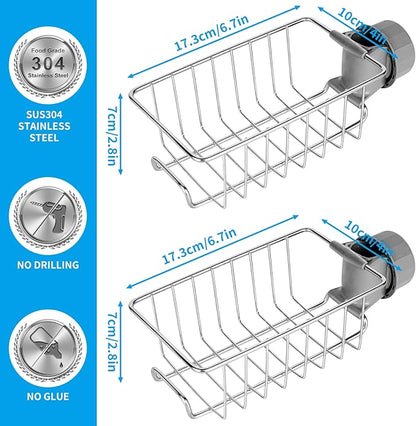 Clawfoot Tub Shower Caddy(Shower Rod Not Included),Clawfoot Tub Accessories,Tub Caddy,SUS304 Stainless Steel Shower Shelves,Clawfoot Tub Soap Caddy(Silver)