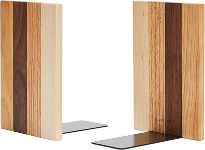 Pandapark Wood Decorative Bookends,Non-Skid Bookend for Shelves,Heavy Duty Bookends,Book Stand for Books/CDs,1 Pair