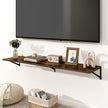 Fun Memories Floating Shelves for Wall, 12 Inch Deep Floating Shelves Set of 2, 55W x 12D Large Wall Shelf with Sturdy Metal Brackets for Living Room, Bathroom, Bedroom and Kitchen, Rustic Brown